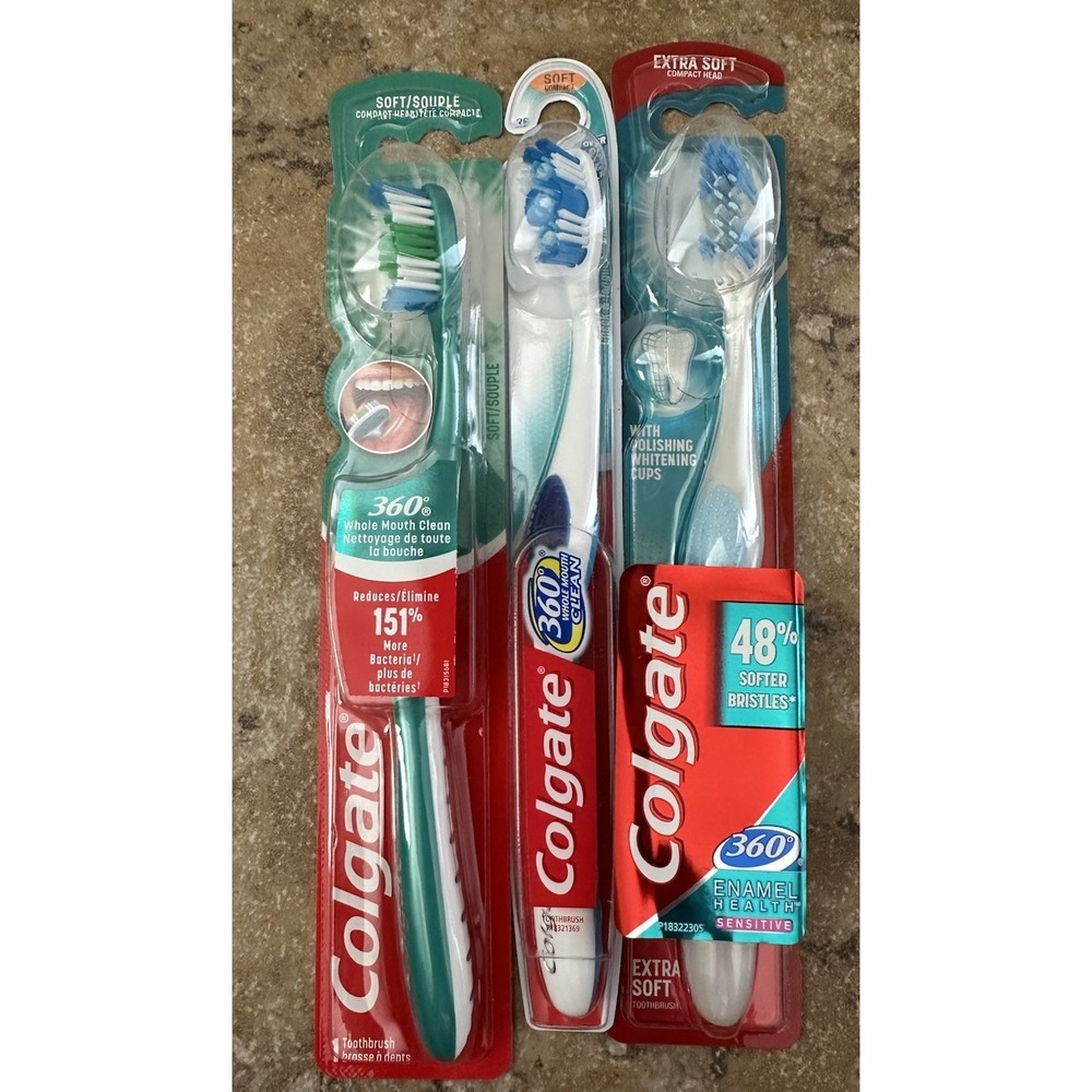 Colgate 360 Whole Mouth Clean Toothbrush, Soft Compact (Pack of 3)